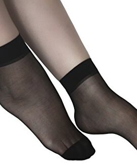 Bonas 5 Pairs Ankle High Thin Socks Nylon Hosiery Women Spandex Sheer Pantyhose-Black