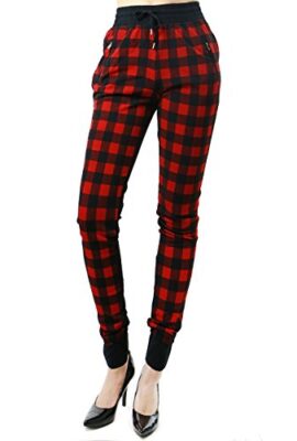 Comfortable Checkered Pattern Fashion Sweat Pants for Women