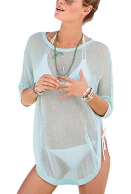 Kamaco Modern Chic Fashion Beach Swimsuit Coverup Poncho Style Top with Sleeves