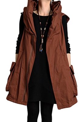 Mordenmiss Women’s Sleeveless Coat Spring Waistcoat Vest Hoodie with Pockets 2015