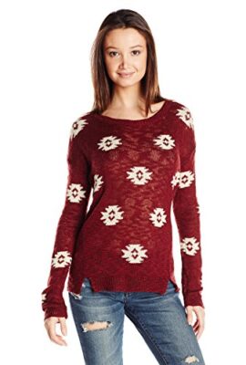 PINK ROSE Women’s Allover Southwest-Print Pullover Sweater