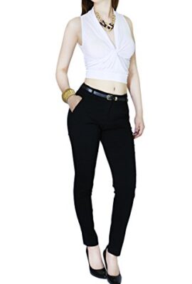 Womens Fashion Casual Sophisticated Feminine Dress Pant with Matching Belt